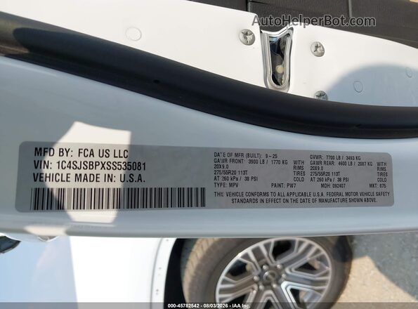 1C4SJSBPXSS535081 2025 JEEP WAGONEER L White Vista del compartimento del motor