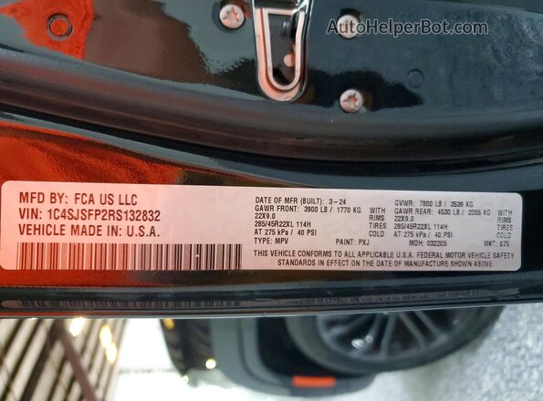 1C4SJSFP2RS132832 2024 JEEP GRAND Черный Вид наклейки с VIN-кодом