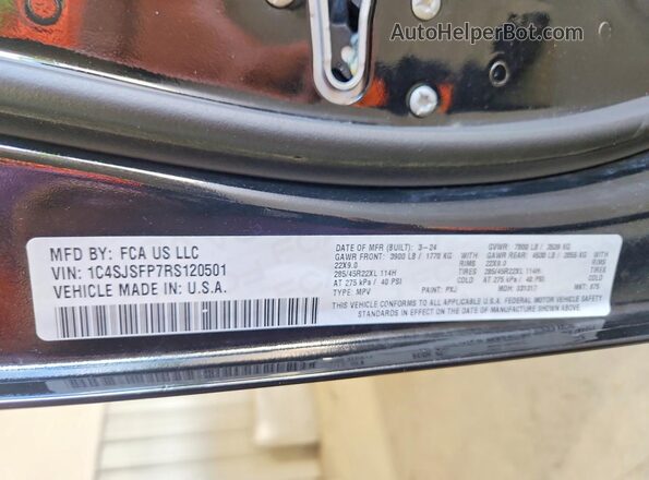 1C4SJSFP7RS120501 2024 JEEP GRAND Black Widok naklejki z numerem VIN