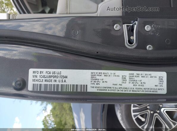 1C4SJUBP0RS172344 2024 JEEP WAGONEER Gray Widok komory silnika