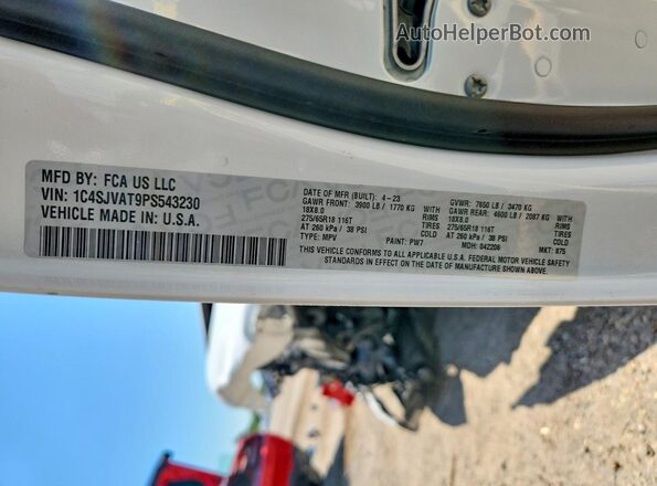 1C4SJVAT9PS543230 2023 JEEP WAGONEER Белый Панорамный вид салона 360°