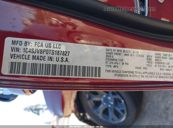 1C4SJVBP0TS187827 2026 JEEP GRAND WAGONEER Red ძრავის განყოფილების ხედი