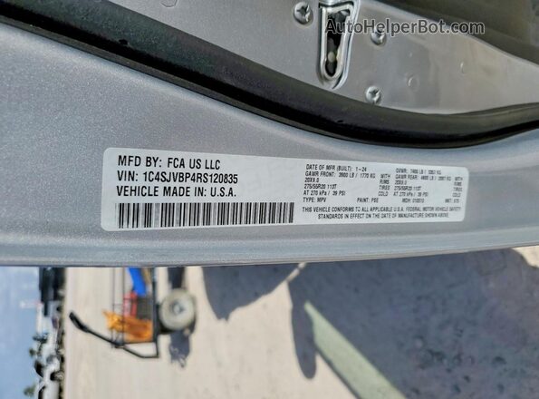 1C4SJVBP4RS120835 2024 JEEP WAGONEER Серебряный Вид наклейки с VIN-кодом