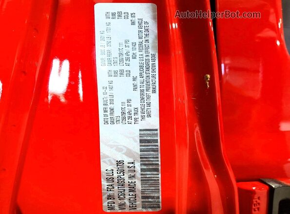 1C6HJTAG3PL501736 2023 JEEP GLADIATOR Red Vista de la etiqueta del VIN
