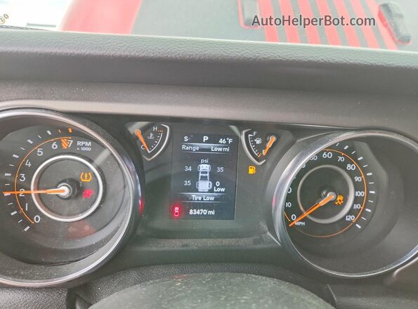 1C6HJTAGXML622727 2021 JEEP GLADIATOR Red ხელსაწყოთა პანელის ხედი