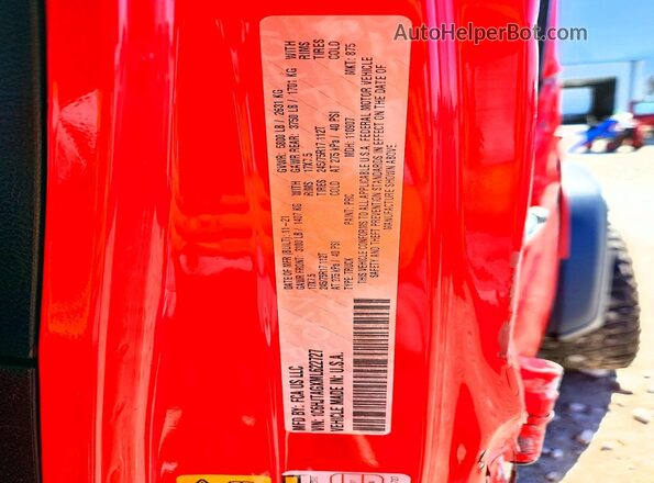 1C6HJTAGXML622727 2021 JEEP GLADIATOR Red ძრავის განყოფილების ხედი