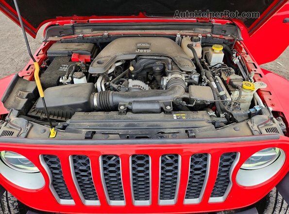 1C6HJTFG6LL122734 2020 JEEP GLADIATOR Red Widok wnętrza z tyłu