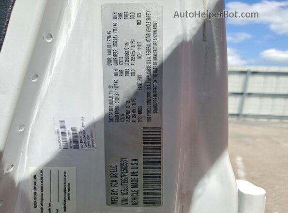 1C6JJTEG7PL502531 2023 JEEP GLADIATOR White Widok naklejki z numerem VIN