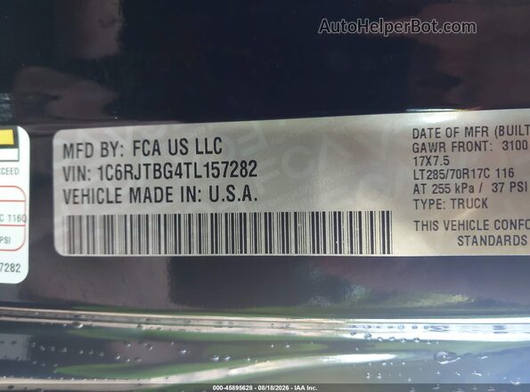 1C6RJTBG4TL157282 2026 JEEP GLADIATOR Black Вид підкапотного простору