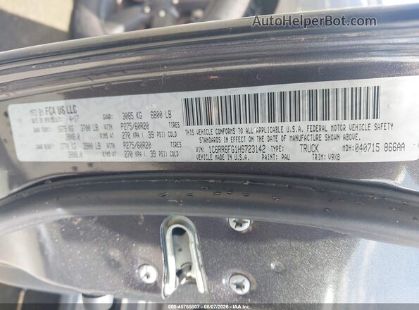 1C6RR6FG1HS723142 2017 RAM 1500 Gray Շարժիչի բաժամունքի տեսք