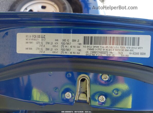 1C6RR6FG7HS833273 2017 RAM 1500 Blue Engine compartment view