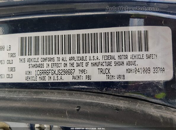 1C6RR6FGXJS290667 2018 RAM 1500 Blue Շարժիչի բաժամունքի տեսք