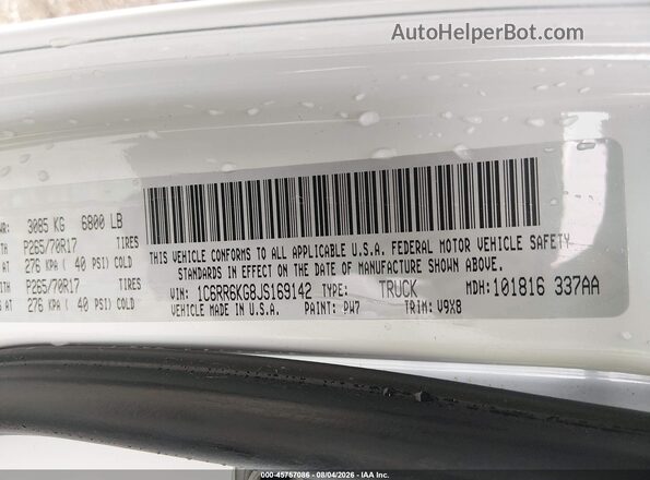 1C6RR6KG8JS169142 2018 RAM 1500 White Շարժիչի բաժամունքի տեսք