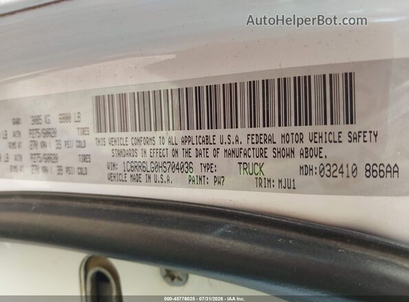 1C6RR6LG0HS704036 2017 RAM 1500 White Շարժիչի բաժամունքի տեսք