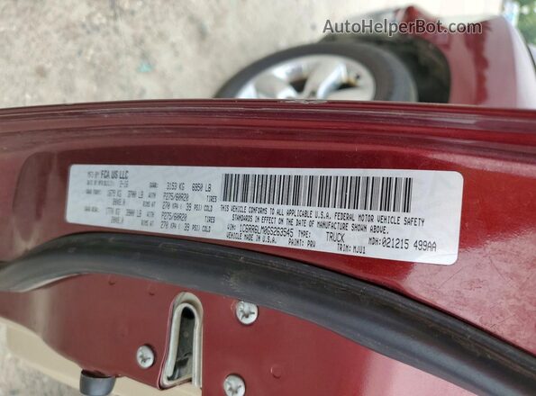1C6RR6LM0GS263545 2016 RAM 1500 Maroon Вид підкапотного простору