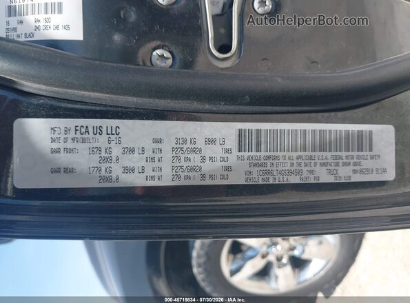 1C6RR6LT4GS394503 2016 RAM 1500 Black Engine compartment view