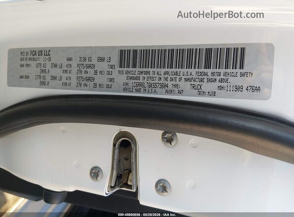 1C6RR6LT6KS573604 2019 RAM 1500 CLASSIC White Вид підкапотного простору
