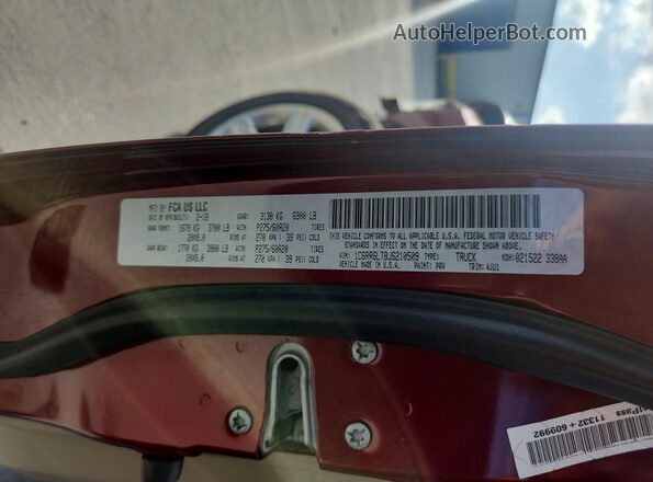 1C6RR6LT8JS210509 2018 RAM 1500 Burgundy VIN sticker view