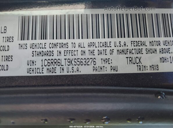 1C6RR6LT9KS563276 2019 RAM 1500 CLASSIC Gray Շարժիչի բաժամունքի տեսք
