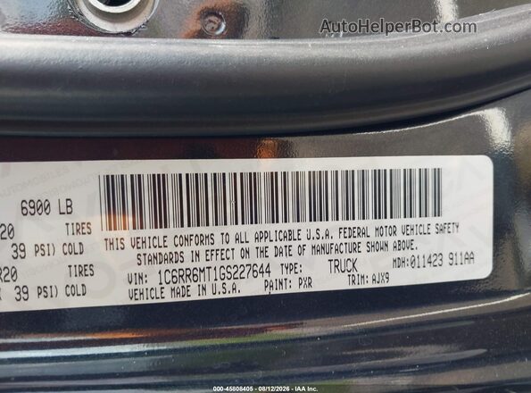 1C6RR6MT1GS227644 2016 RAM 1500 Black Շարժիչի բաժամունքի տեսք