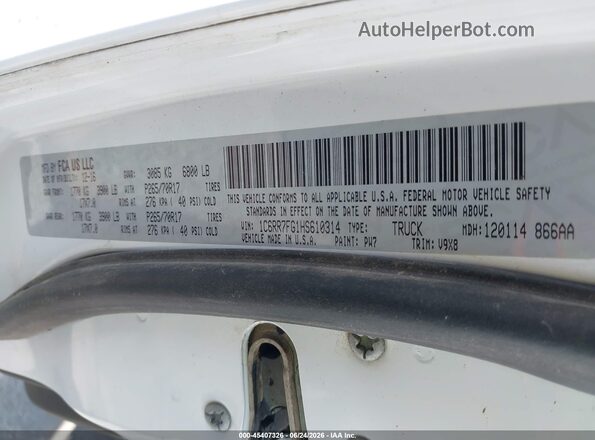 1C6RR7FG1HS610314 2017 RAM 1500 White Вид підкапотного простору