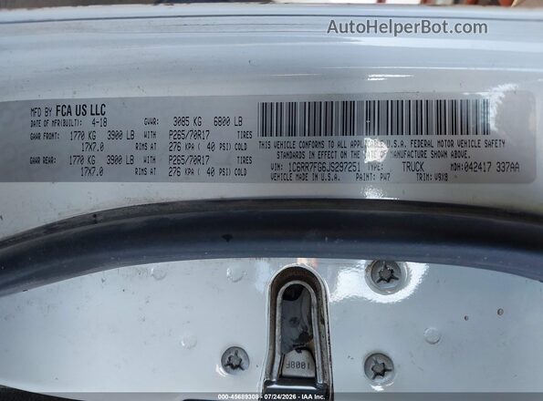 1C6RR7FG6JS297251 2018 RAM 1500 White Engine compartment view