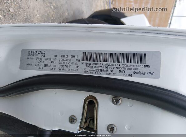 1C6RR7FG9KS648090 2019 RAM 1500 CLASSIC White Շարժիչի բաժամունքի տեսք