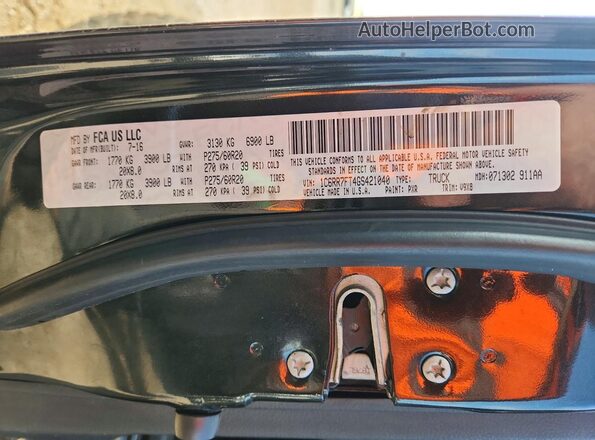 1C6RR7FT4GS421040 2016 RAM 1500 Black Engine compartment view