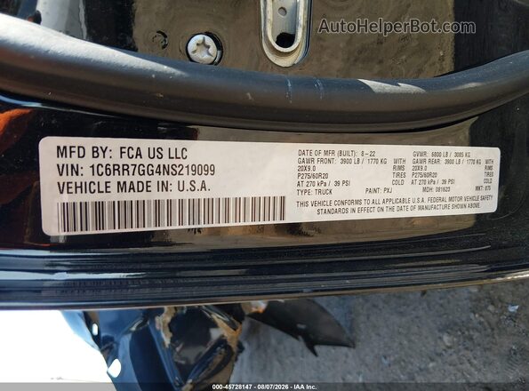 1C6RR7GG4NS219099 2022 RAM 1500 CLASSIC Черный Вид подкапотного пространства