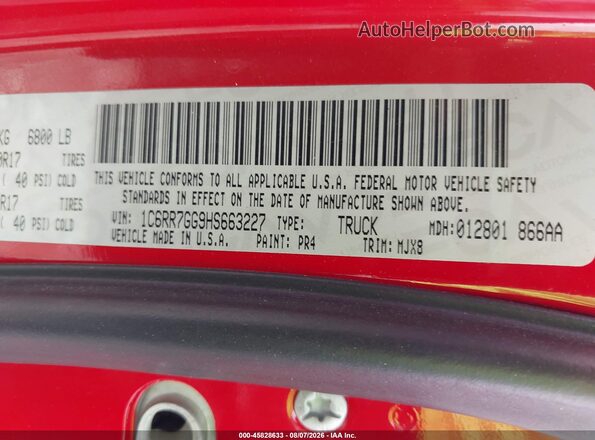 1C6RR7GG9HS663227 2017 RAM 1500 Red Engine compartment view