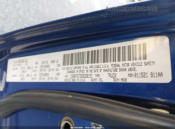 1C6RR7GT3GS228151 2016 RAM 1500 Синий Вид подкапотного пространства
