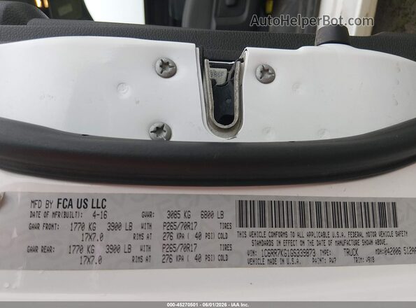 1C6RR7KG1GS339873 2016 RAM 1500 Белый Вид подкапотного пространства