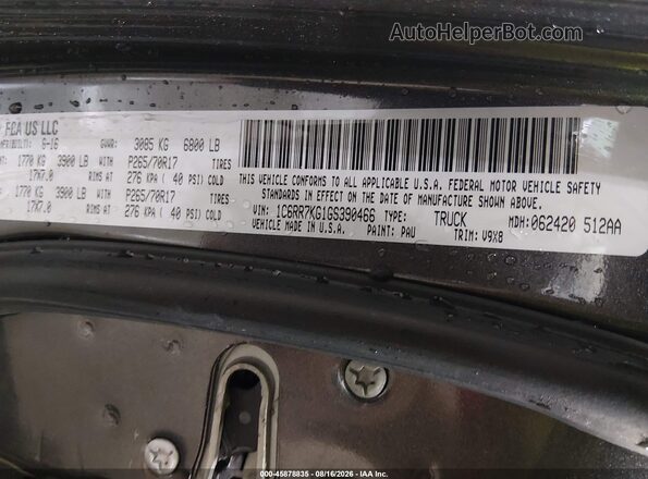 1C6RR7KG1GS390466 2016 RAM 1500 Серый Вид подкапотного пространства