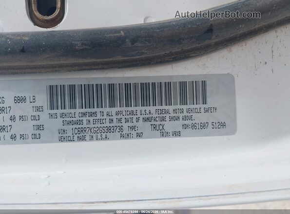 1C6RR7KG2GS383736 2016 RAM 1500 White Engine compartment view