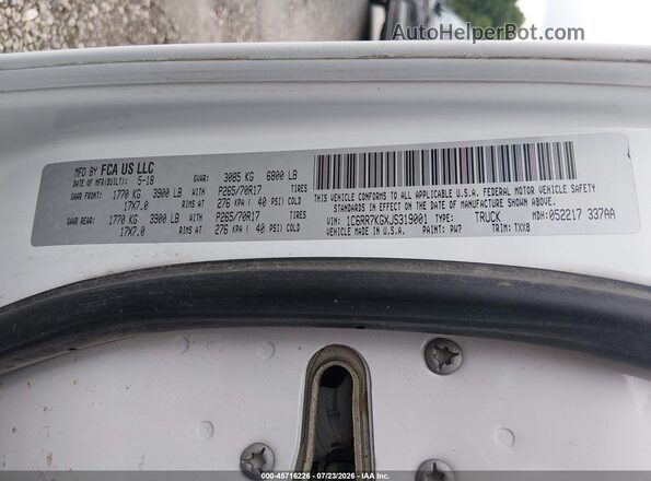 1C6RR7KGXJS319001 2018 RAM 1500 White Engine compartment view