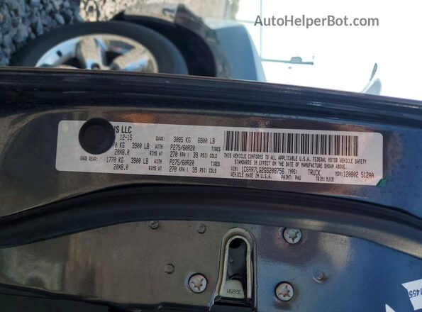1C6RR7LG2GS208756 2016 RAM 1500 Gray Вид наклейки з VIN-кодом