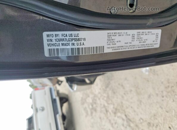 1C6RR7LG3PS580719 2023 RAM 1500 Gray Vista del compartimento del motor