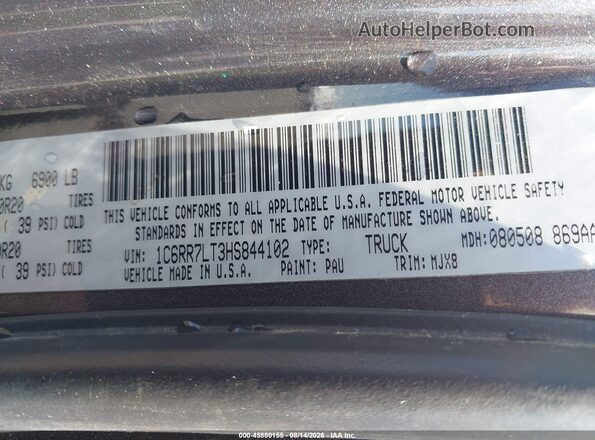 1C6RR7LT3HS844102 2017 RAM 1500 Gray Vista del compartimento del motor