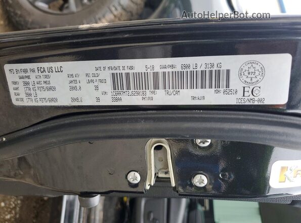 1C6RR7MT2JS290183 2018 RAM 1500 Черный Вид подкапотного пространства