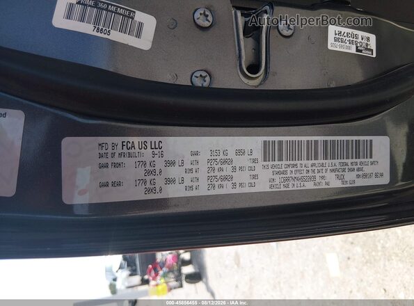 1C6RR7NM4HS522039 2017 RAM 1500 Gray Շարժիչի բաժամունքի տեսք