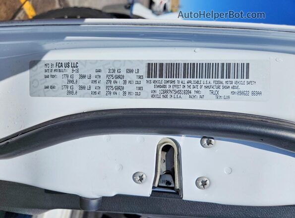 1C6RR7NT5HS518394 2017 RAM 1500 Белый Вид наклейки с VIN-кодом