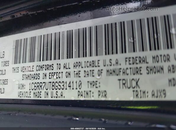 1C6RR7UT8GS314110 2016 RAM 1500 Черный Вид подкапотного пространства