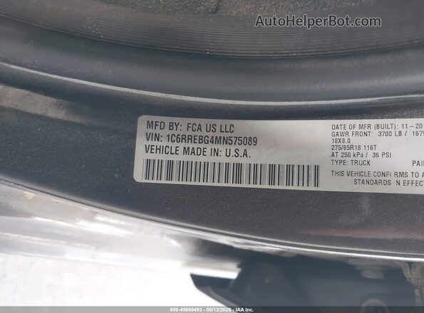 1C6RREBG4MN575089 2021 RAM 1500 Gray Engine compartment view