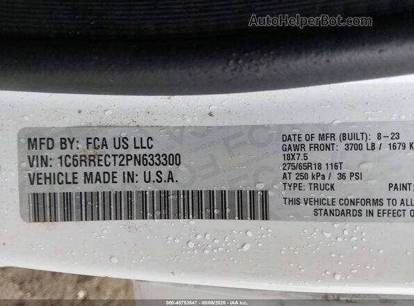 1C6RRECT2PN633300 2023 RAM 1500 Белый Вид подкапотного пространства
