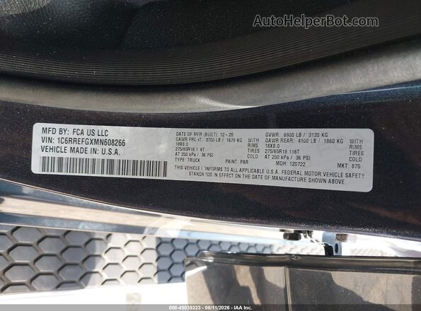 1C6RREFGXMN608266 2021 RAM 1500 Black Engine compartment view