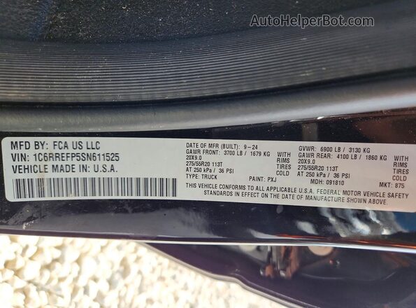 1C6RREFP5SN611525 2025 RAM 1500 Black Вид підкапотного простору