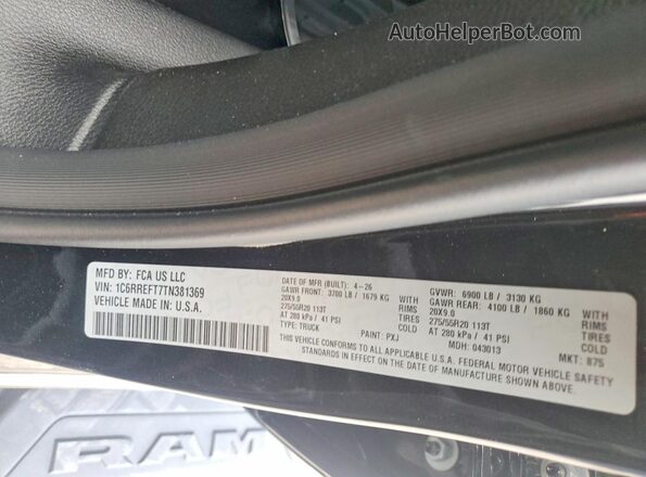 1C6RREFT7TN381369 2026 RAM 1500 Black Engine compartment view