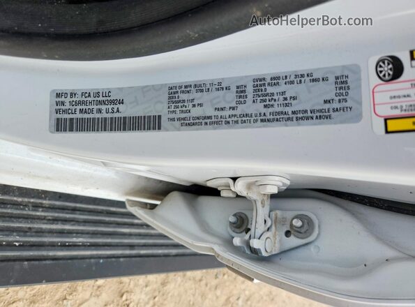 1C6RREHT0NN399244 2022 RAM 1500 White Вид підкапотного простору