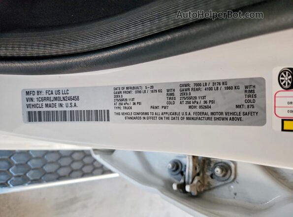 1C6RREJM0LN246458 2020 RAM 1500 Белый Вид подкапотного пространства