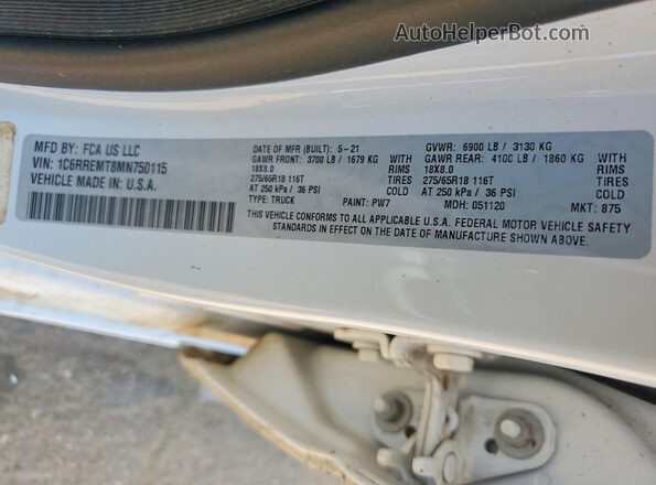 1C6RREMT8MN750115 2021 RAM 1500 White Engine compartment view